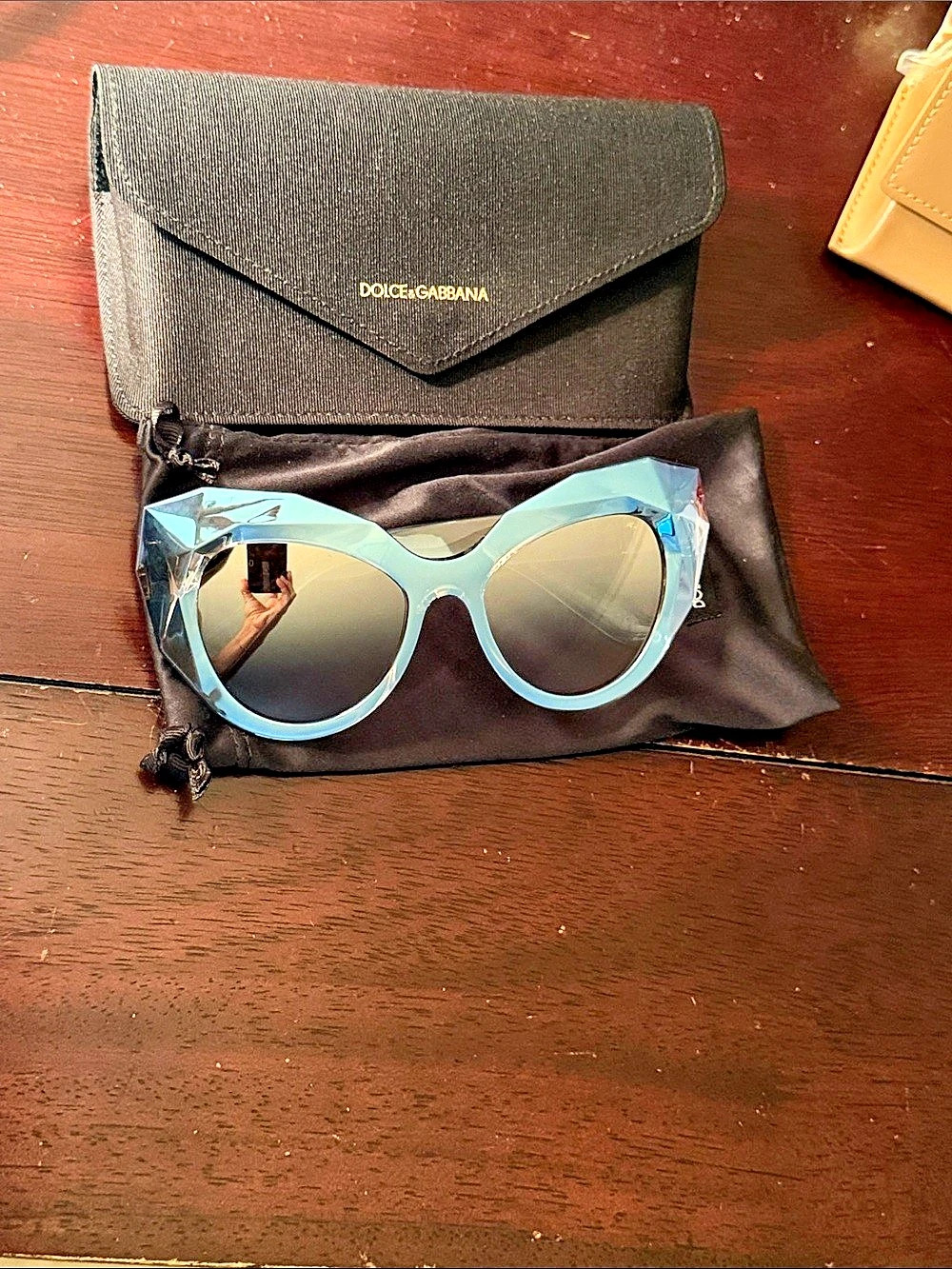 Dolce & Gabbana Faceted Blue Sunglasses